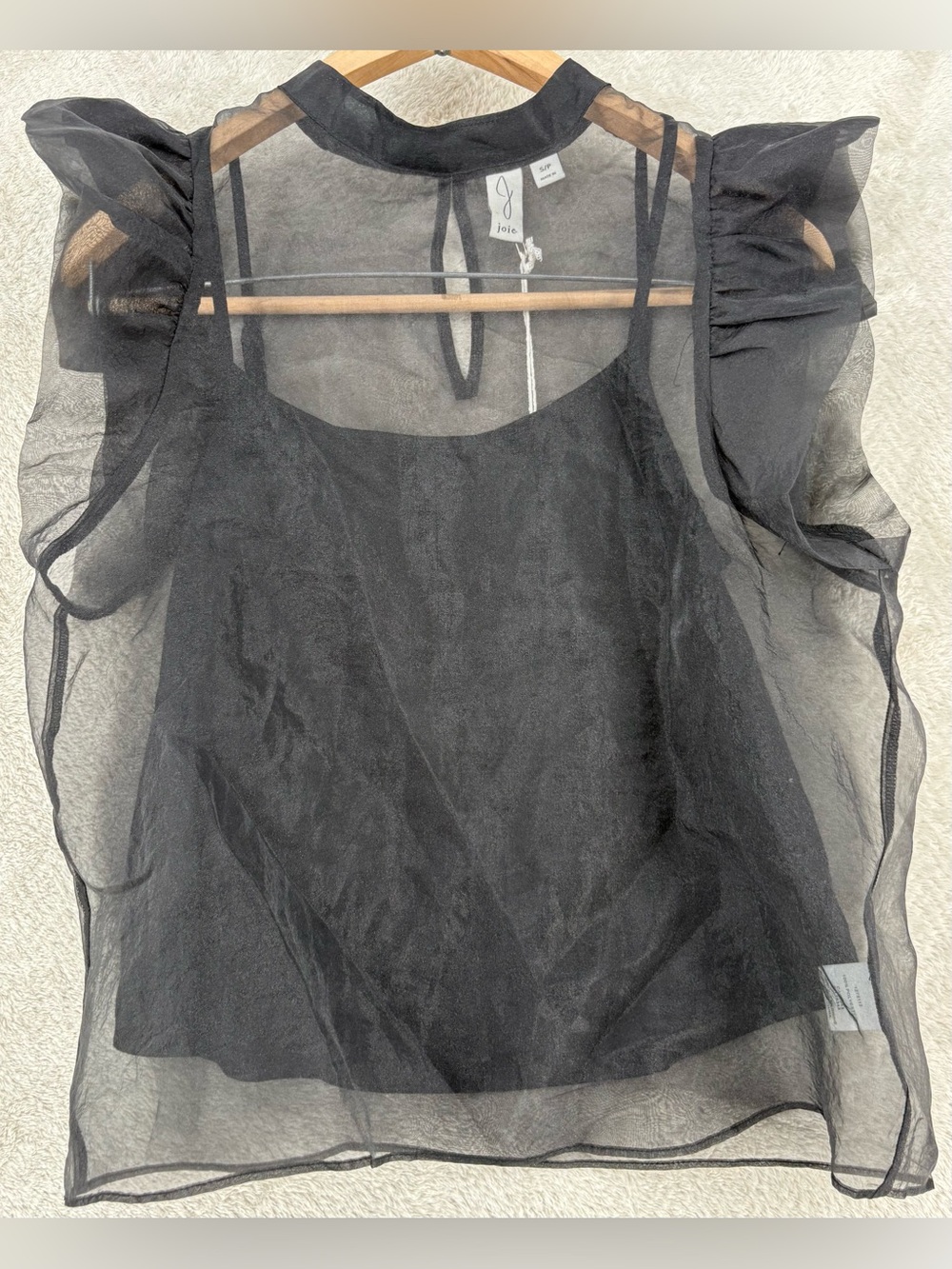 NWT Joie Sheer Organza Blouse, Black